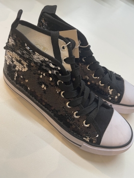 Karnevalsschuhe Schuhe Karneval Pailletten Damen Herren Fasching Karnevalskostüm Schwarz Wende